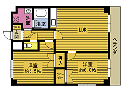 プレジール石垣 5階2LDKの間取り