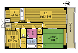 ベルエール別府北石垣804号 12階2LDKの間取り
