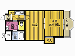 別府ダイカン503号室 5階2Kの間取り