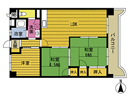 屋田第2養魚ビル 3LDKの間取図画像