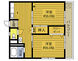 ラフォーレ石垣 2Kの間取図画像