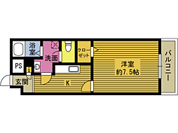 パルティール石垣 1Kの間取図画像