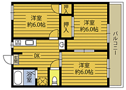 フォーブルたかきB 3DKの間取図画像