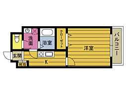 ヴィーブル 1Kの間取図画像