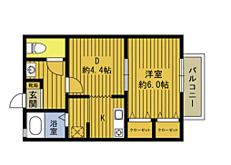 サンメゾンM・K 1DKの間取図画像
