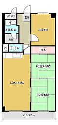 奥田第一ビル 3LDKの間取図画像