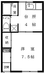 ドリームハウス 1Kの間取図画像