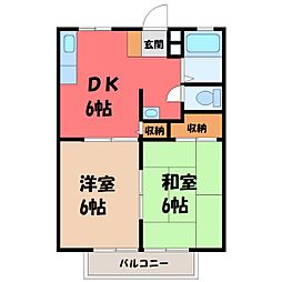 キクチハイツD 2DKの間取図画像