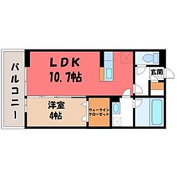 宇都宮芳賀ライトレール線 東宿郷駅 徒歩6分の賃貸アパート 2階1LDKの間取り
