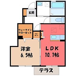 東武宇都宮線 東武宇都宮駅 5kmの賃貸アパート 1階1LDKの間取り