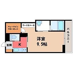 JR東北本線 宇都宮駅 徒歩10分の賃貸マンション 1階1Kの間取り