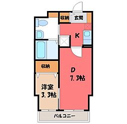 ゴールドライフマンション宇都宮 1DKの間取図画像