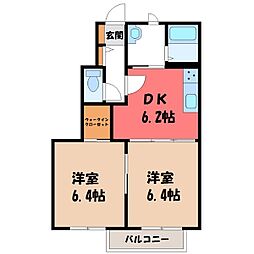 ブランシェ・エム 2DKの間取図画像