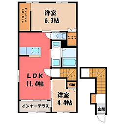 宇都宮市石井町アパート 2LDKの間取図画像