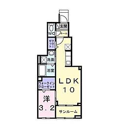エレガント 1LDKの間取図画像