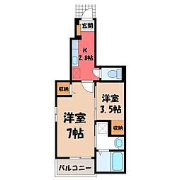 カーサプラシード2 2Kの間取図画像