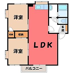 ニューグリーンハウスB棟 2LDKの間取図画像
