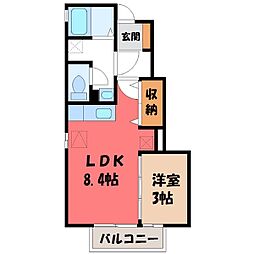 ヴィラ・ウッズ2番館 1LDKの間取図画像