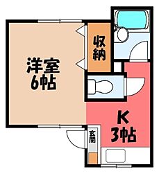 イーストグリーンハイツ1 1Kの間取図画像