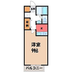 陽だまりハイツ2000C 1Kの間取図画像