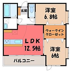 ビオス竹林 2LDKの間取図画像