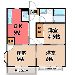 ビレッジツカサB 3DKの間取図画像