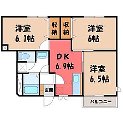 JR東北本線 宇都宮駅 バス17分 三の沢下車 徒歩6分 1階/-