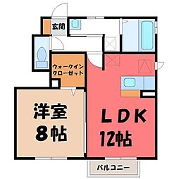 プレシュアモールB 1LDKの間取図画像
