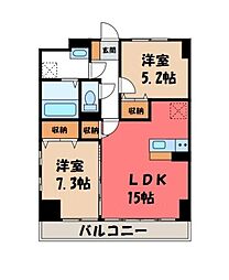 プラナス桜 2LDKの間取図画像