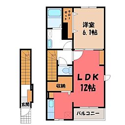 東武宇都宮線 東武宇都宮駅 バス22分 宝木中学校入口下車 徒歩6分 2階/-