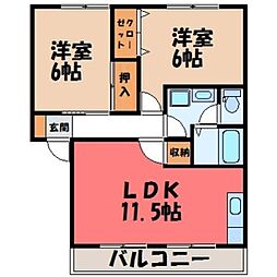 SJ・KAZU1号館 2LDKの間取図画像
