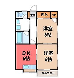 コーポホワイトクロー 2DKの間取図画像