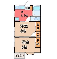 舘野コーポ 2Kの間取図画像