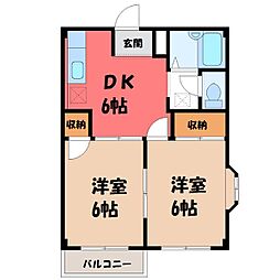 サニーコーポM 2DKの間取図画像