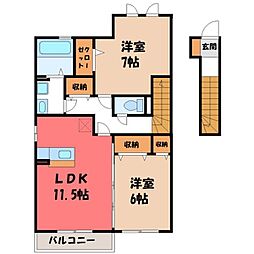 ラフィーネ2 2LDKの間取図画像