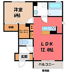 ピーノスミレB 1LDKの間取図画像