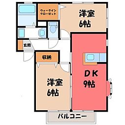 ハイツ・シャルムB棟 2DKの間取図画像