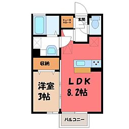 リヴェール乙女B 1LDKの間取図画像