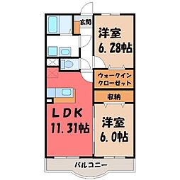 エテルノ・グランデ参番館 2LDKの間取図画像
