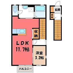 ラシードA棟 1SKの間取図画像