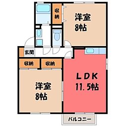 グランオークA 2LDKの間取図画像