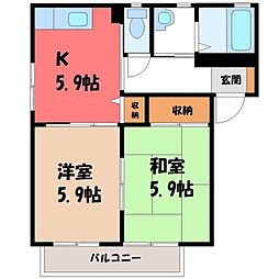 バリュージュ清原台 2Kの間取図画像