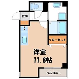 カーサリラサンテ ワンルームの間取図画像