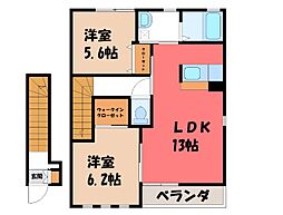 フローラルコートA 2LDKの間取図画像