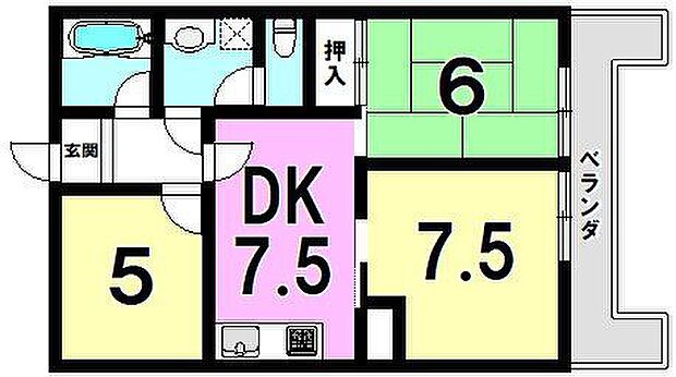 ロイヤルメゾン祇園之洲(3DK) 4階の間取り
