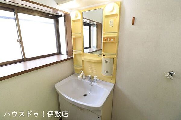 【洗面台】ハンドシャワー付き洗面台。広い洗面ボウルでは楽にシャンプーや手洗い洗濯ができます。