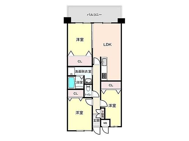 グランディール高陽　41126(3LDK) 5階の間取り