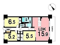 サーパス錦町第3 3LDKの間取図画像
