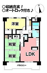 ライオンズマンション高師緑地 3LDKの間取図画像