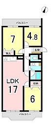グローリアス小牧第3 3LDKの間取図画像